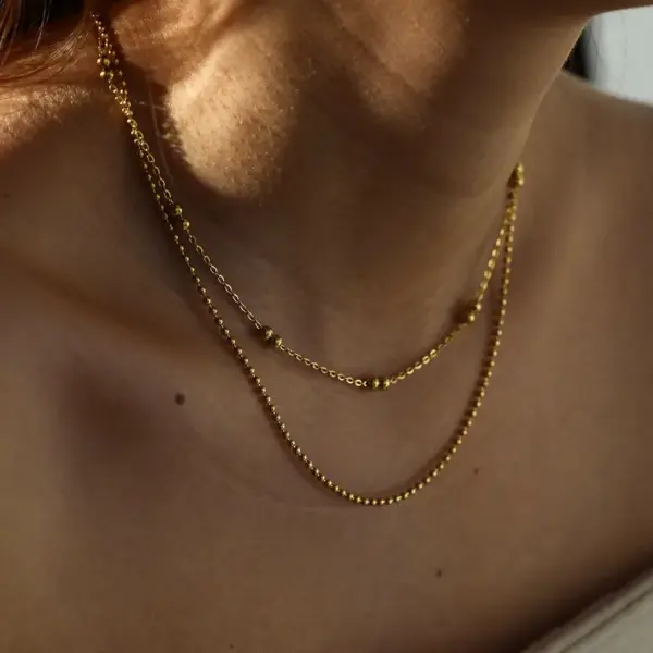 oly-b972bdb6830c0e1ac8210837db0c28f1 Wholesale 18K Gold Plated 316 Stainless Steel Vacuum Electroplating (In Furnace) Chain Gold Steel Color Unisex Bracelet/Necklace 0.03µm