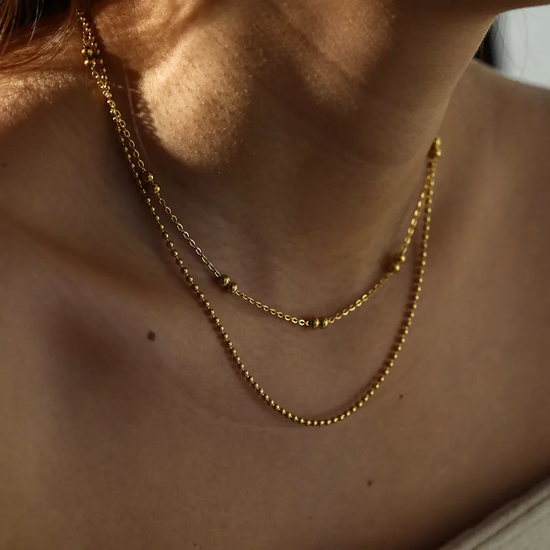 Wholesale 18K Gold Plated 316 Stainless Steel Vacuum Electroplating (In Furnace) Chain Gold Steel Color Unisex Bracelet/Necklace 0.03µm
