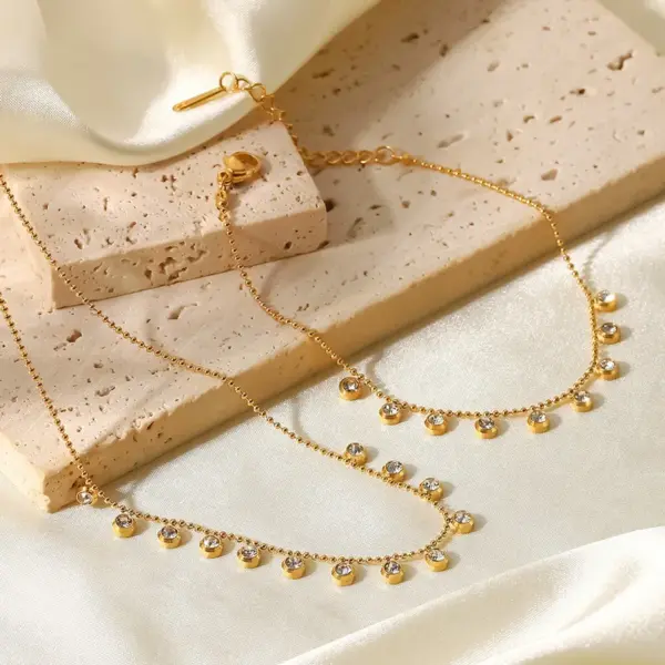 Wholesale PVD Coated Real Gold Plated Geometric Stainless Steel Fashion Waterproof Non Tarnish 304 Stainless Steel Necklace