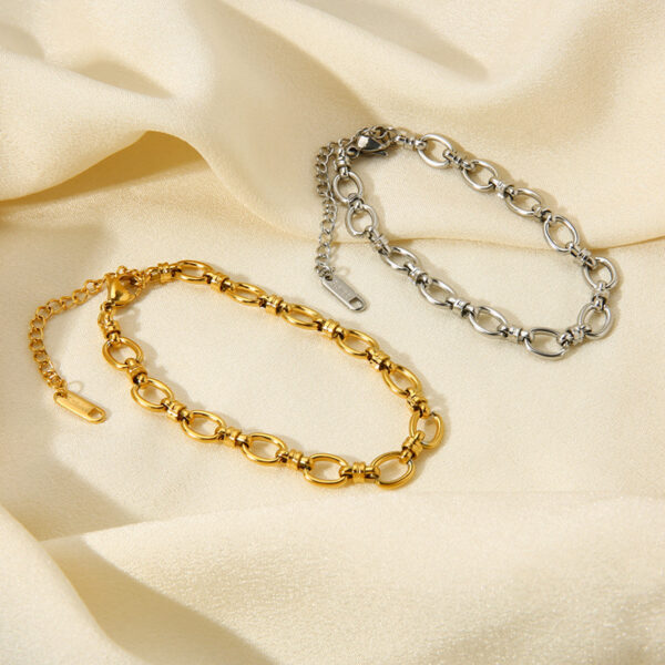 oly-b975db398e8727502356ca5fec2876aa Wholesale Oval Chain Cross Buckle Bracelet 18K Gold-plated Stainless Steel Fashion Women's Fashion Bracelet Hand