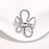 Wholesale Titanium steel openwork flower ring, stainless steel ring that won't fade.
