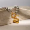Wholesale PVD Coated Real Gold Plated 18K Gold Heart Shape 304 Stainless Steel Simple Style Classic Style Waterproof Non Tarnish 304 Stainless Steel Bracelets