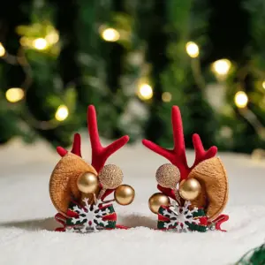 1 Pair of Red Antlers and Gold Balls