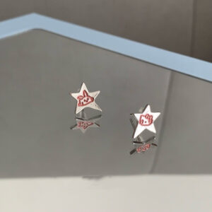 Pink Silver Stars [ear studs]] / One pair