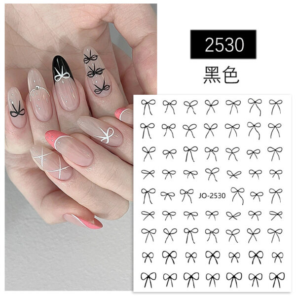 Wholesale Explosive Bow Nail Art Sticker Cute Simple Belt Adhesive Black and White Gold and Silver Red Ribbon Bow Nail Sticker