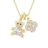 Wholesale Heart Shape Pendant Necklace In Copper With 18K Real Gold Plating And Zircon Inlay, Featuring A Sweet Style Box Chain