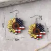 Wholesale Retro Multicolor Flowers Print Wooden Drop Earrings For Women