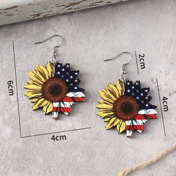 Wholesale Retro Multicolor Flowers Print Wooden Drop Earrings For Women