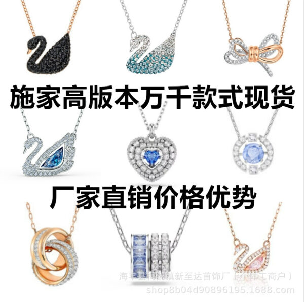 Wholesale Copper zircon evil eye necklace with pearl tassel clavicle chain pendant