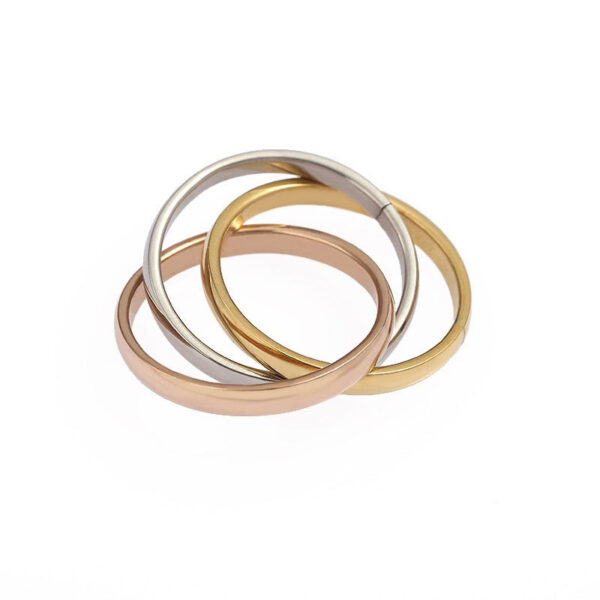 Wholesale Simple Stainless Steel Three-Ring Three-Color Titanium Steel Ring Fashion Trendy Sansheng III Combination 18K Gold Ring