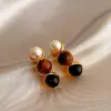 Wholesale 1 Pair Elegant Simple Style Geometric Plating Tiger Eye Drop Earrings Ear Studs