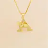 Wholesale New Fashion Classic Bee Diamond Embedded 26 English Alphabet Gold Plated Copper Link Necklace For Women Ins Style Gold Color