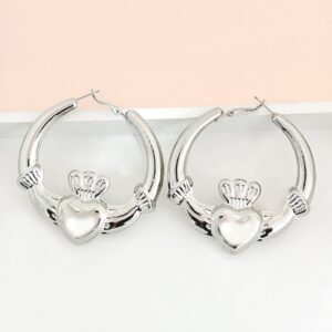 Wholesale Advanced Sense French Valentine's Day Simple Gold Earrings Love Crown Ring Ear Ring Holiday Music Festival Earrings