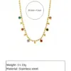 Wholesale 302 Stainless Steel 304 Stainless Steel Glass Round Ion Plating (IP) Artificial Rhinestones 18K Gold Plated Simple Style Classic Style Waterproof Non Tarnish Inlay Ball Chain Gold Necklace