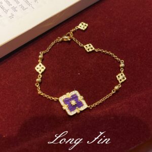 Sl201 gold amethyst single flower bracelet