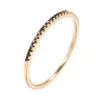Wholesale New Simple Black Zircon Ring 585 Rose Gold Plain Ring Versatile Women's Finger Ring Luxury Style Geometry Pattern