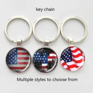 Wholesale American Flag Key Chain In Zinc Alloy With Gem Inlay, Stylish And Durable Key Accessory