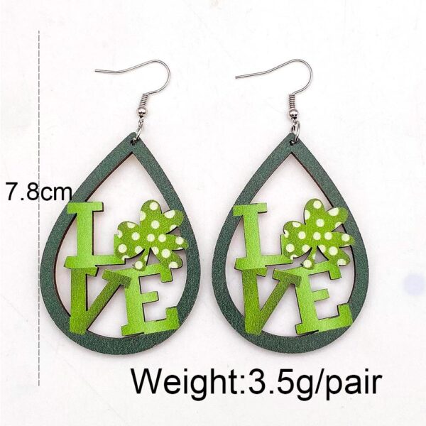 oly-ba1dce983eb30e9594899d370f0dceff Wholesale Innovative St. Puckett Festival Earrings Clover Green Rainbow Dwarfs Irish Wooden Earrings