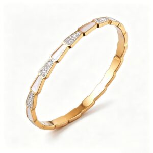 Snake bone with diamonds 18k gold