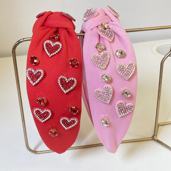 Wholesale Valentine's Day rhinestone love knot hairband