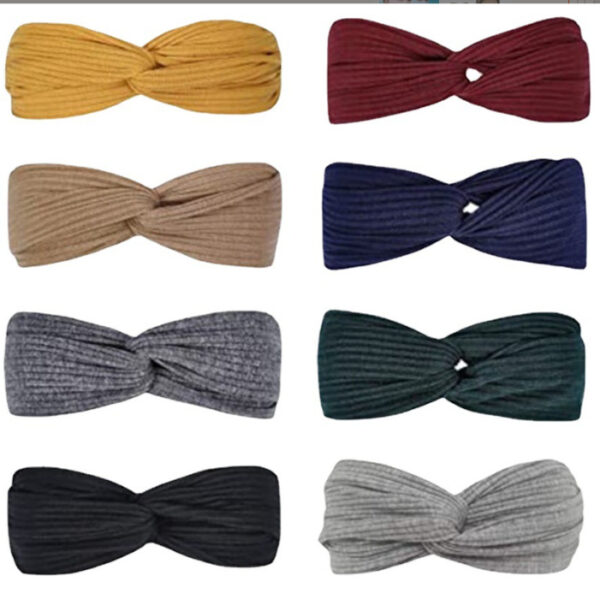oly-ba32b9da61308f1ef896d93ee4a08bdd Wholesale Knitted Cross Headband Face Wash Hair Band Solid Color Elastic Hair Band Yoga Sports Hair Band Headband Women