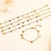 Wholesale Heart-shaped Bracelet 18K Gold Color Natural Stone Women's Bracelet Bohemian Floral Print Titanium Steel