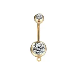 Double Bead Double Diamond-Gold/1.3*1.1cm