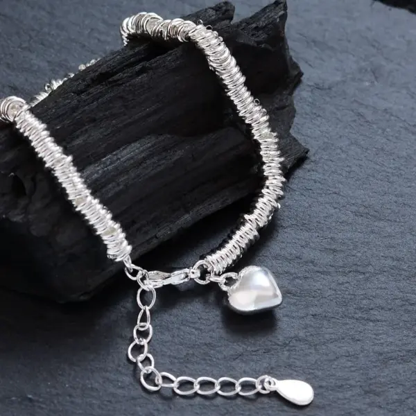 Wholesale Jewelry Simple Style Heart Shape Copper Handmade Chain Bracelets Necklace