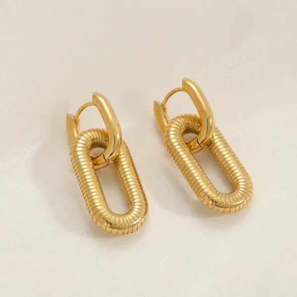 oly-ba4f210826c2a6f556ae5a94461f251d Wholesale Ion Plating (IP) 18K Gold Plated U Shape 304 Stainless Steel Hip-Hop Oversized Waterproof Non Tarnish Earrings