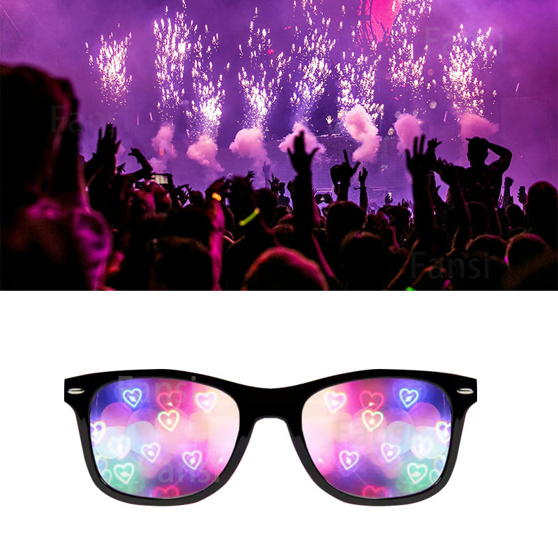 Wholesale Black Technology Internet Celebrity Valentine's Day Gift Love Light Diffraction Special Effects Glasses Creative Fireworks Sunglasses