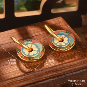 Wholesale Hypoallergenic Flowers Hoop Earrings For Women In Copper With KC Golden Plated UV Plating And 0.03µm Thickness