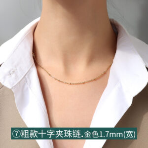 P873-⑦ thick gold cross bead chain 40 5cm