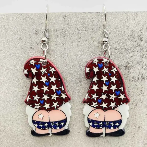 Wholesale Acrylic Earrings American Independence Day Flag Dwarf Style Geometric Pattern Cartoon Character Women's Jewelry