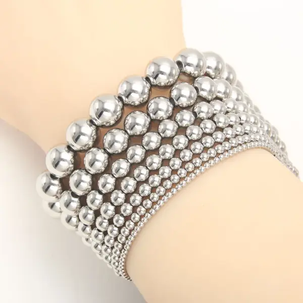 Wholesale Hip-Hop Retro Round 304 Stainless Steel Bracelets In Bulk