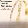 Wholesale Waterproof Non Tarnish Titanium Steel Shell Bangle With Zircon Inlay, Real Gold Plated For Women In Steel Color