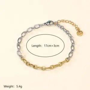 Dual-Color Patchwork Small Circle Bracelet / One Size