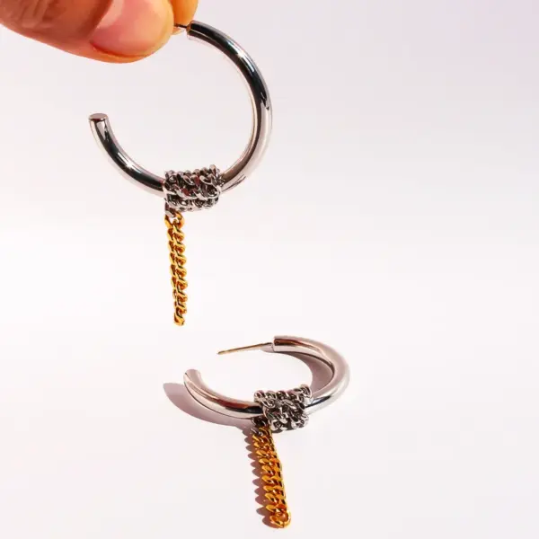 Wholesale 1 Pair Hip-Hop Exaggerated C Shape Lines Plating Brass 24K Gold Plated Bullet Backs Hoop Earrings