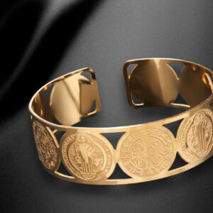 Stainless Steel Nine Eyes Wide Bracelet-Gold