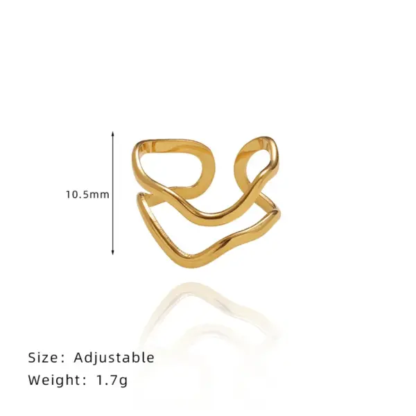 Wholesale Vacuum Plating Real Gold Plated 18K Gold Solid Color 304 Stainless Steel IG Style Simple Style Waterproof Non Tarnish Open Rings