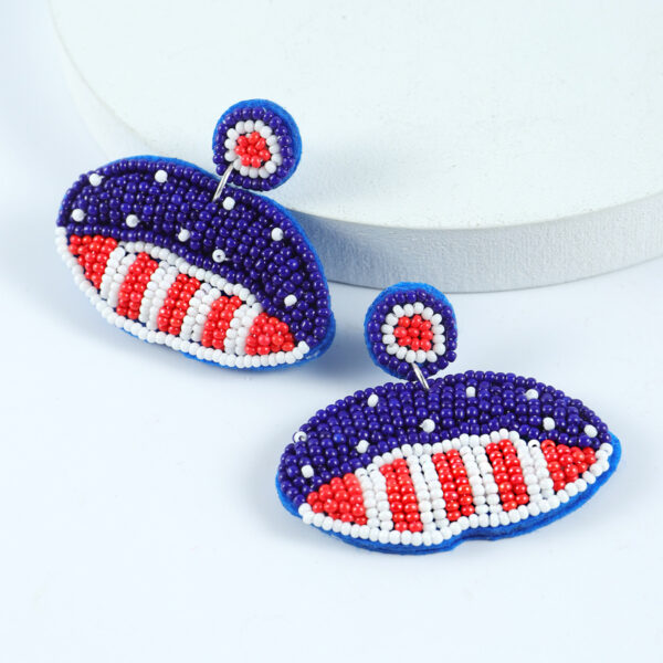 oly-badcb114493489ce84b5c33d957df7c4 Wholesale America Founding Day Independence Day Festival Day Color-block Earrings Women's Hand-woven Rice Bead Letters Love Lips Earrings
