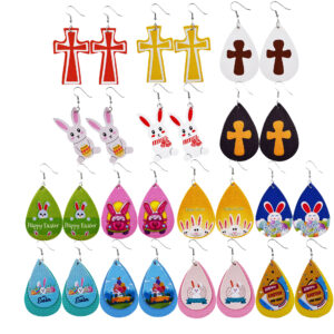 Wholesale 2021 new arrival St. parcret festival leather earrings Easter white rabbit leather earrings