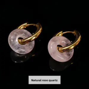 Natural Rose Quartz Earrings / 18–15 mm