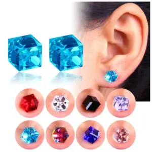 Wholesale 1 Pair Simple Style Geometric Artificial Crystal Magnet Stud Earrings