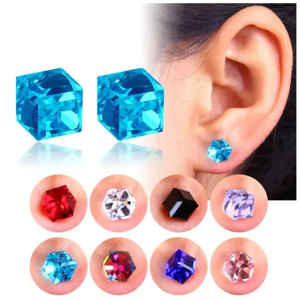 Wholesale 1 Pair Simple Style Geometric Artificial Crystal Magnet Stud Earrings