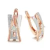 Wholesale New Geometric Hollow Out Women's Rose Gold Zircon Earrings Fashionable Ear Jewelry Chic Style Copper Material Electroplated