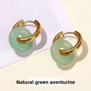 Natural Green Aventurine Earrings / 18–15 mm