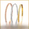 Wholesale Waterproof Non Tarnish Bangle For Women In Gold, Electroplated Titanium Steel With Rhinestones Inlay