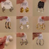 Wholesale Metallic shiny round ball earrings, slimming hoop earrings, retro earrings