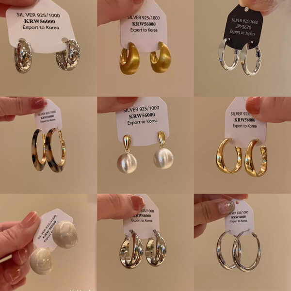 Wholesale Metallic shiny round ball earrings, slimming hoop earrings, retro earrings