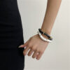 oly-bb389c649b386c9e3dd74c1e56904417 Wholesale French Vintage Enamel Oil Dropping Irregular Wave Open Bracelet Simple Daily All-match Exquisite Stacked Bracelet for Women